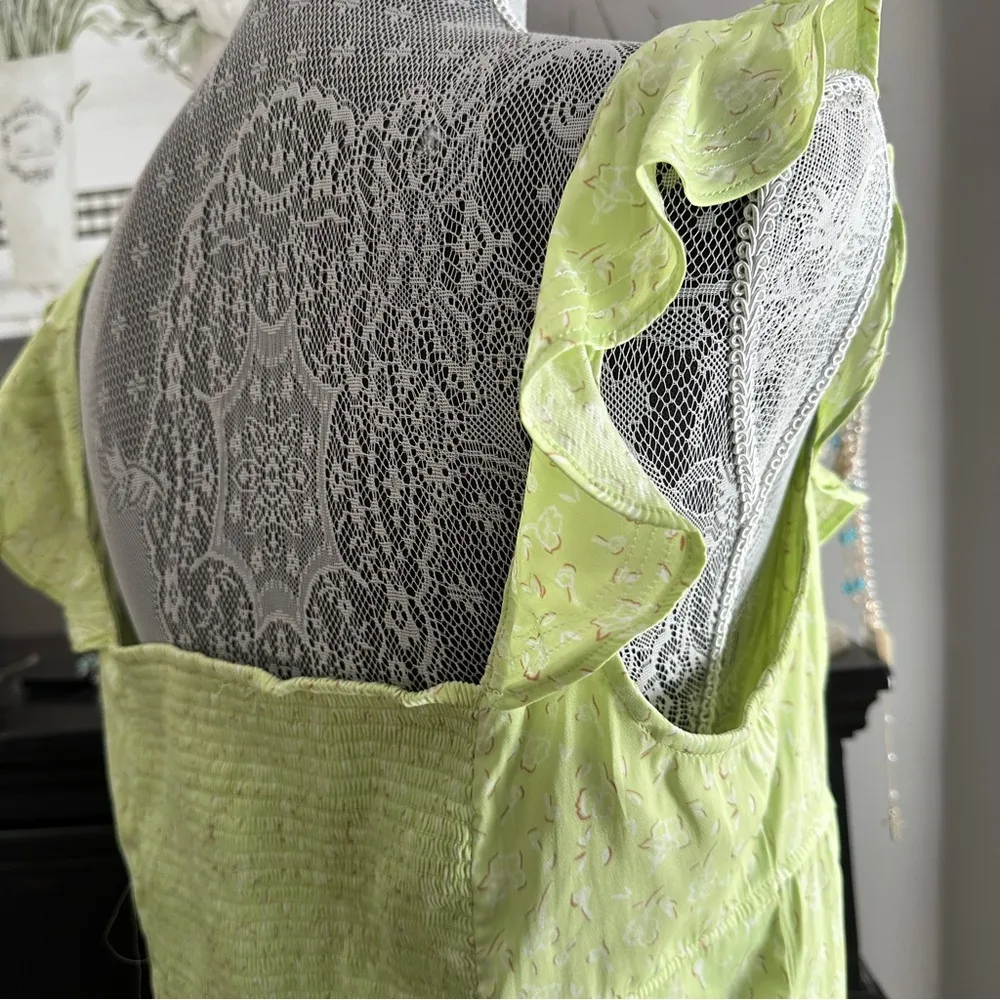 Free People Citrine Combo Ruffle Flutter Sleeve Top Size L - NWT - Image 8