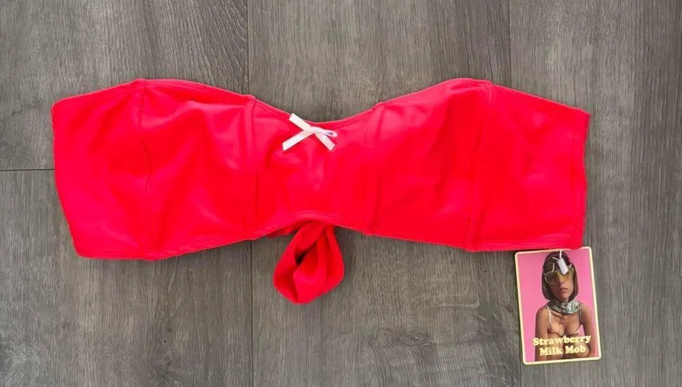 Strawberry Milk Mob Fitzgerald Top -bright red strapless bikini top - Image 2