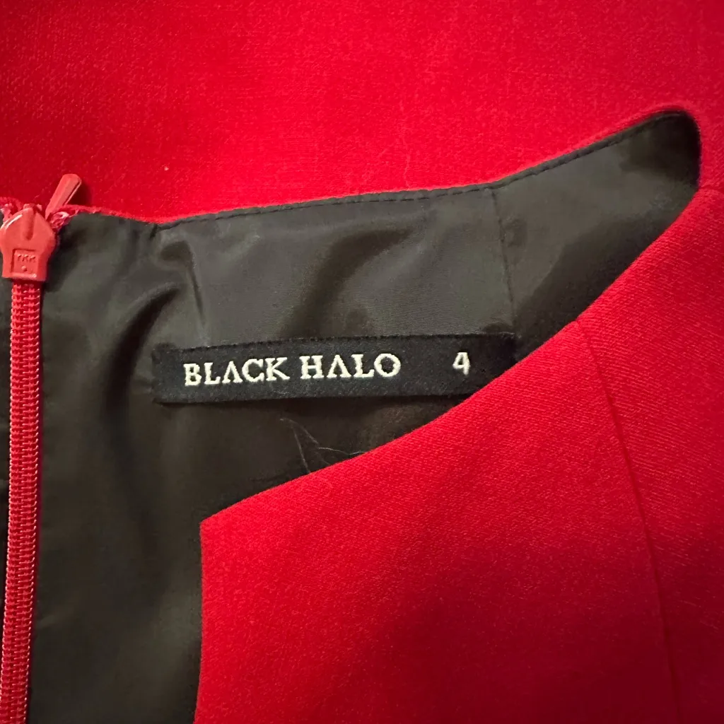 Black Halo Gypsy Rose Sheath Dress Bonfire Red Size 4 - Image 4