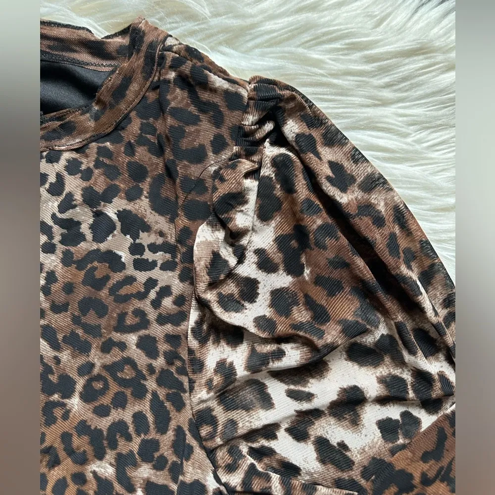 Cheetah print button down top Black Size L - Image 5
