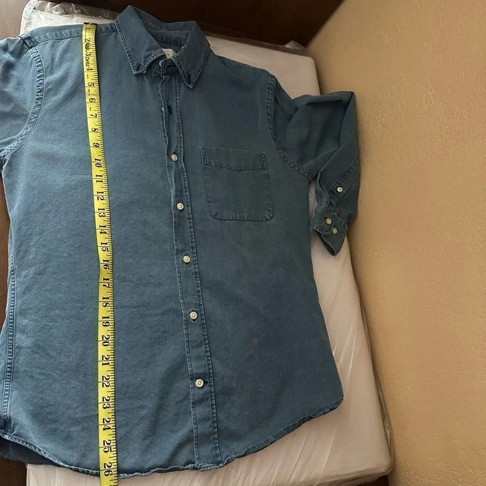 MOTT & BOW Chambray Button Down Shirt Size Small Blue - Image 10