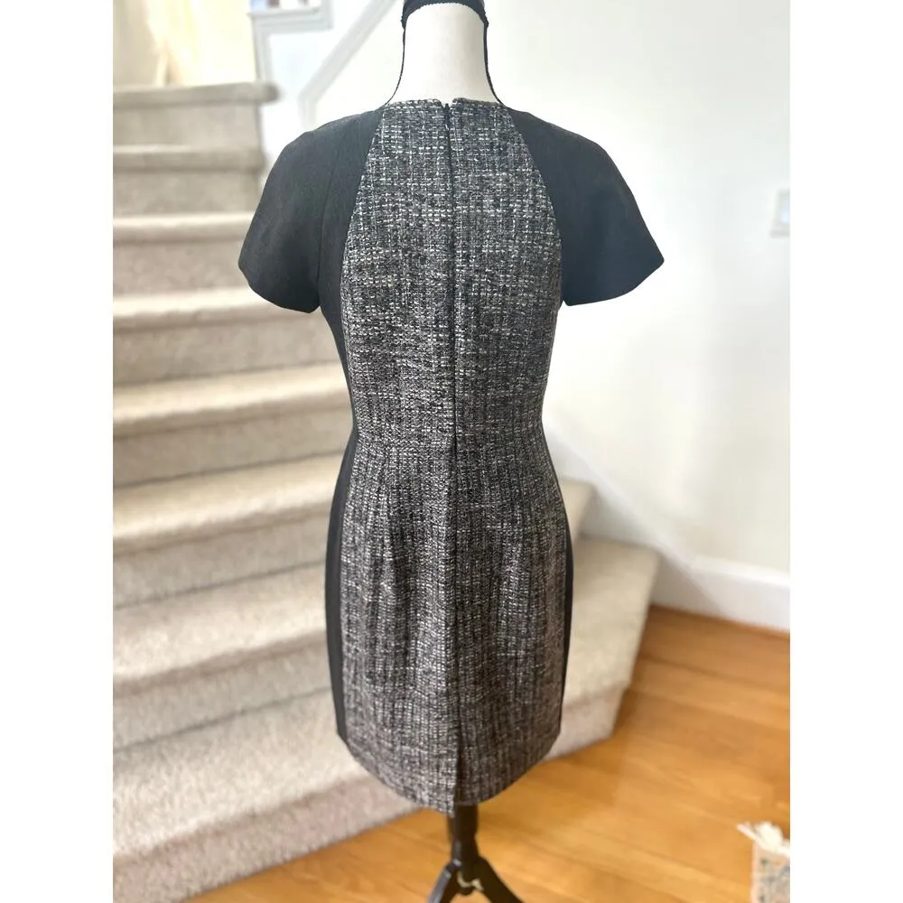 J.Crew Grey Boucle Tweed Insert Short Sleeve Sheath Dress Career Work Business - Image 3