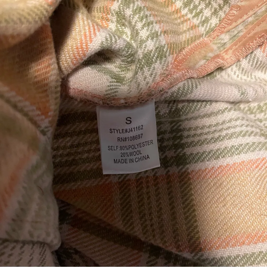 Women's Wool Plaid Yellow and Green Oversized Shacket - Image 7