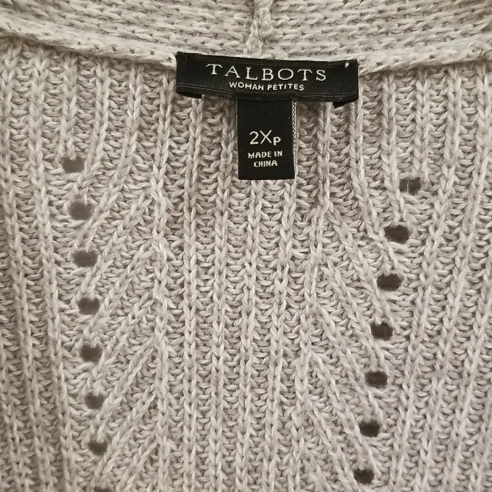 💕TALBOTS💕 Knit Open Front Long Lightweight Duster Cardigan ~ Grey Size 2XP - Image 5