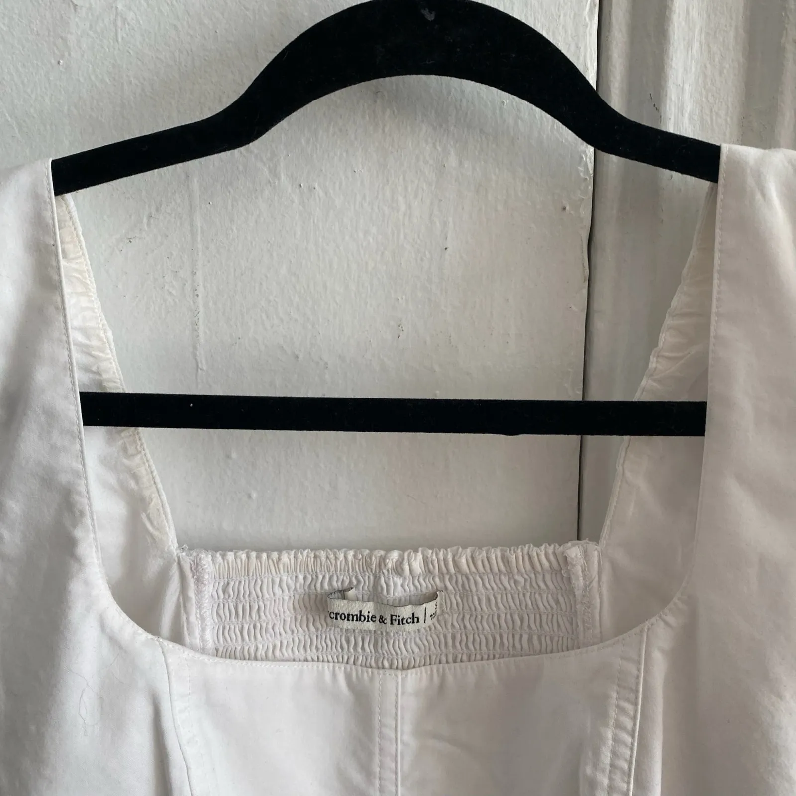 Abercrombie & FItch Corset Puff Sleeve Cropped Top Sz Small White Cotton - Image 2