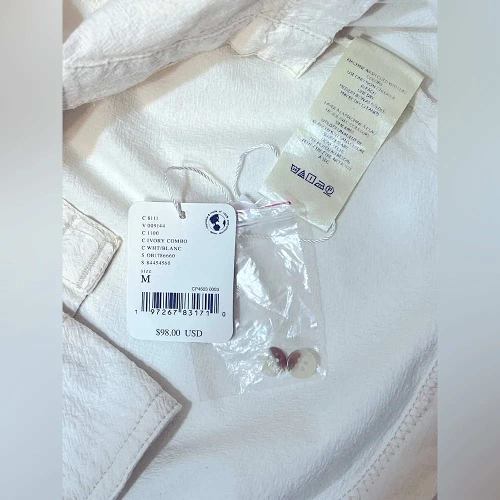 NWT FREE People x We The Free Classic Oxford Top in Ivory Combo, size M - Image 5