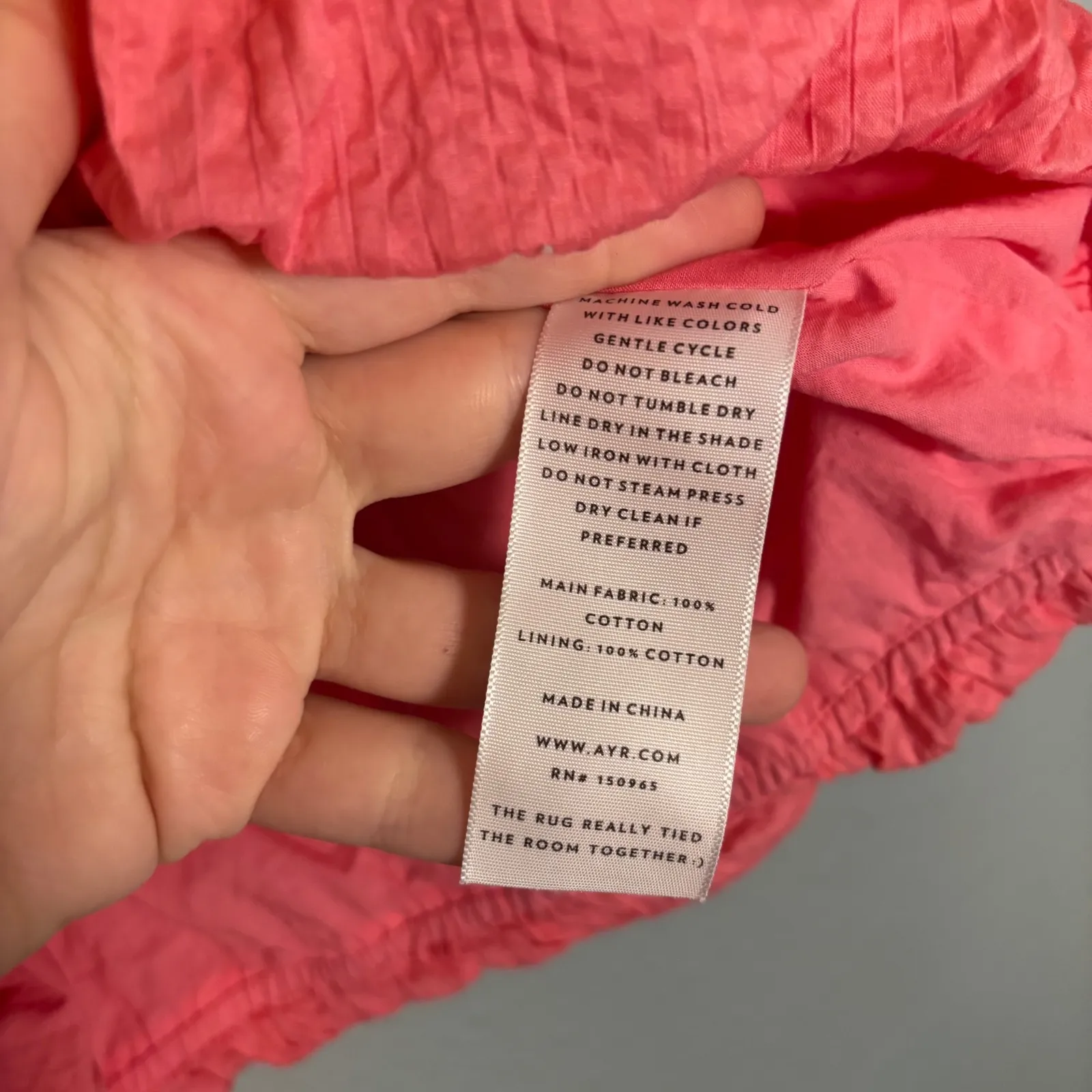 AYR Women's The Midsummer Japanese Crinkle Cotton‎ Puff Sleeve Blouse Pink Small - Image 10