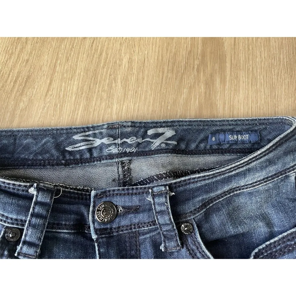 Seven7 Women's Slim Boot cut Dark Wash Jeans Mid Rise Y2k 90s Size 8 - Image 5