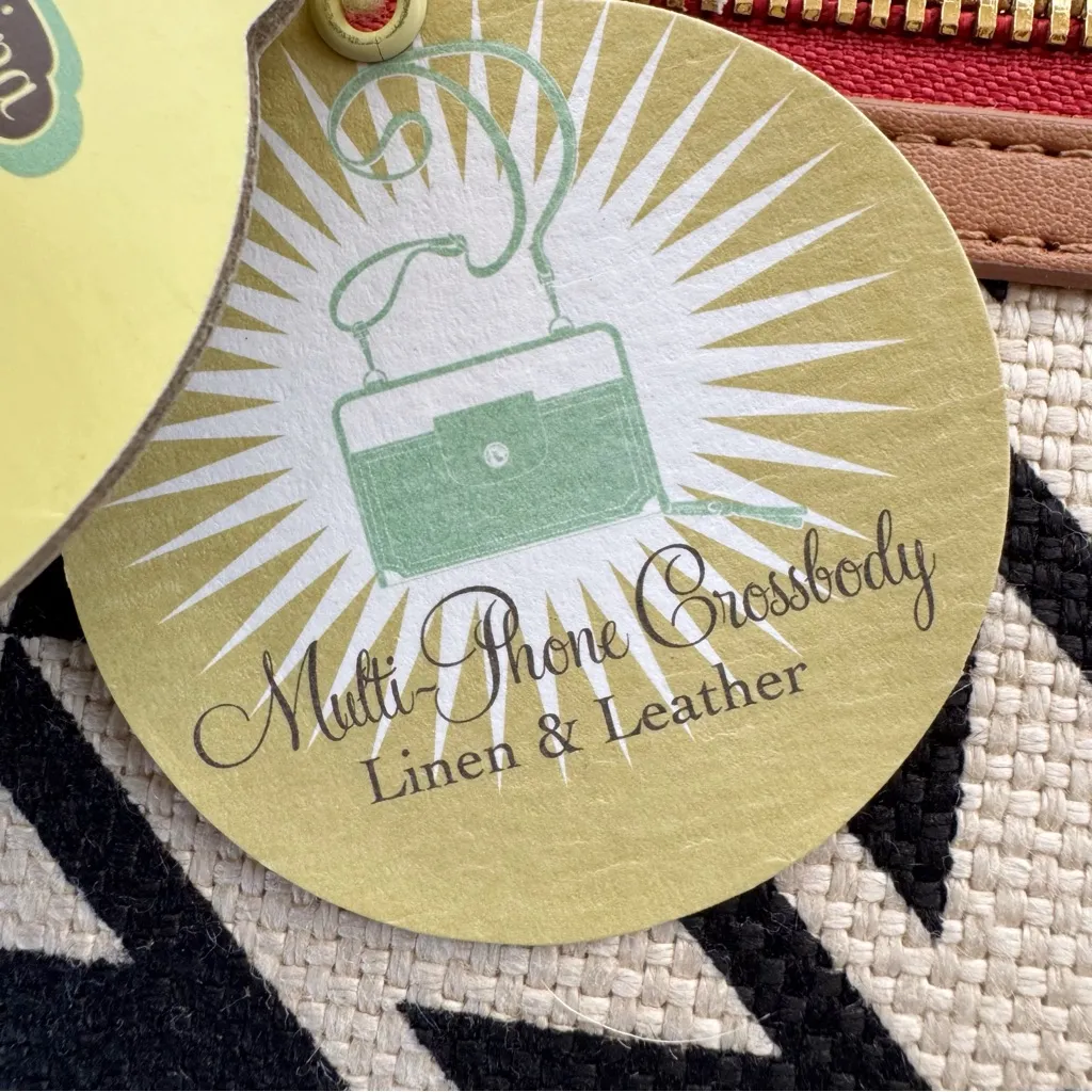 NWT Spartina 449 Stoddard Multi Phone Crossbody Bag Leather and Linen - Image 10