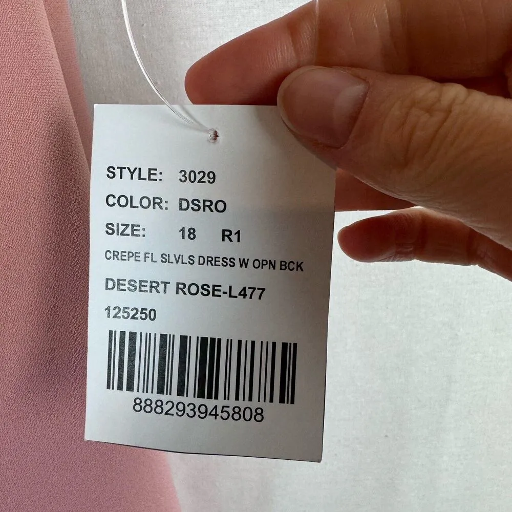 DESSY COLLECTION Cut Out Back Trumpet Gown with Front Slit Desert Rose Pink 18 - Image 6