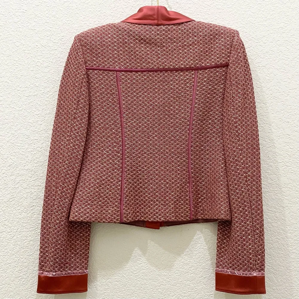 NWT $1,595 Vintage St. John Evening Red Clay Tea Rose Multi Blazer Skirt Set - Image 8