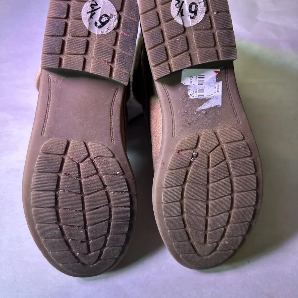 Cliffs by WHITE MOUNTAIN Tan Moto Boots with Cream Cuff Size 6.5 - Image 10