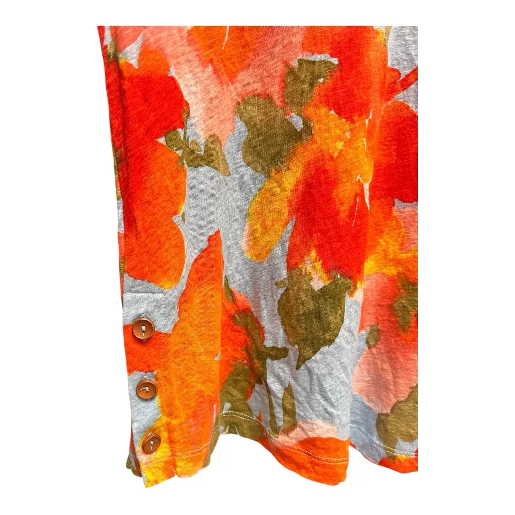 Joie linen blend floral top side buttons Size Large - Image 5