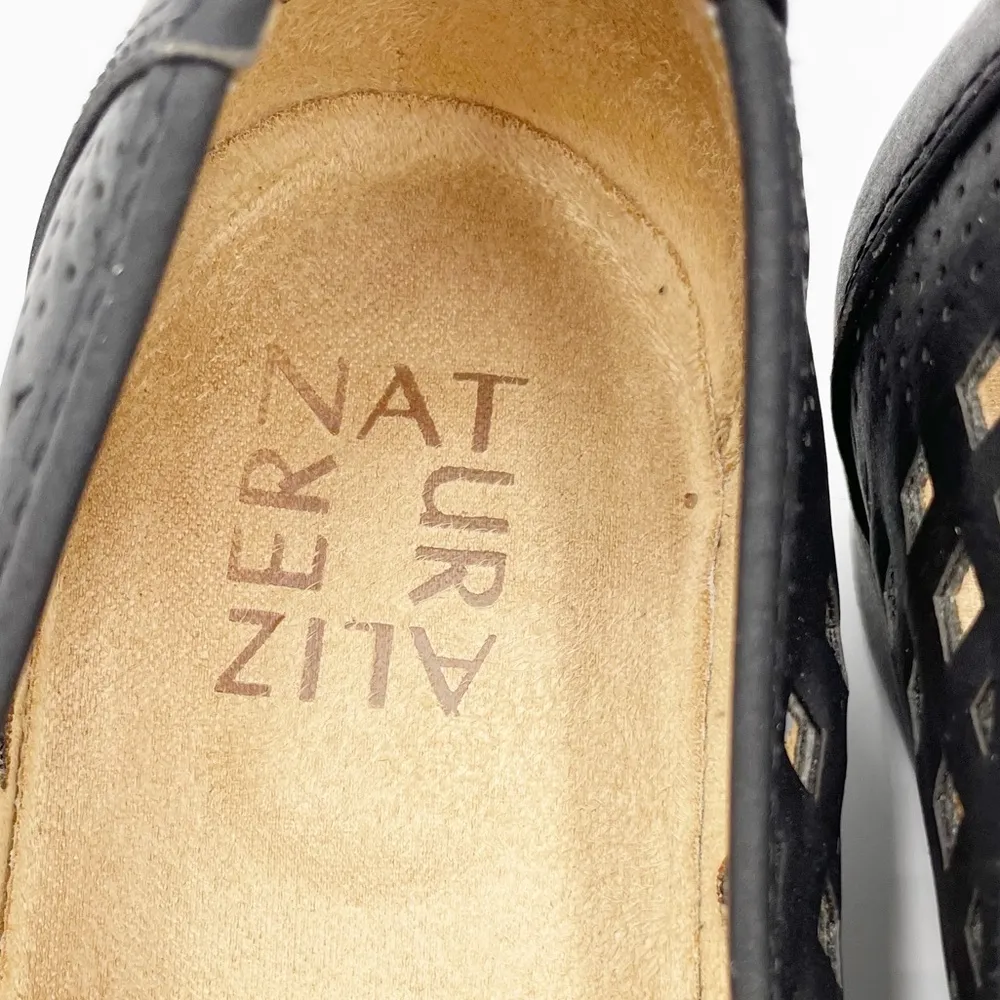 Naturalizer Brina Women's Perforated Faux Leather Wedge Heels Black Size 8 - Image 6