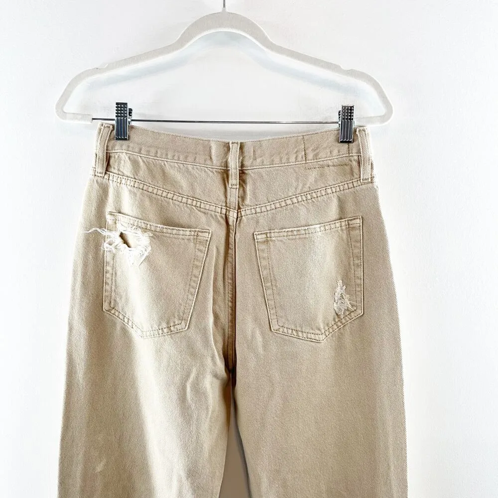 Free People Lasso High Rise Busted Knees Straight Leg Jeans Dusty Khaki 25 - Image 12