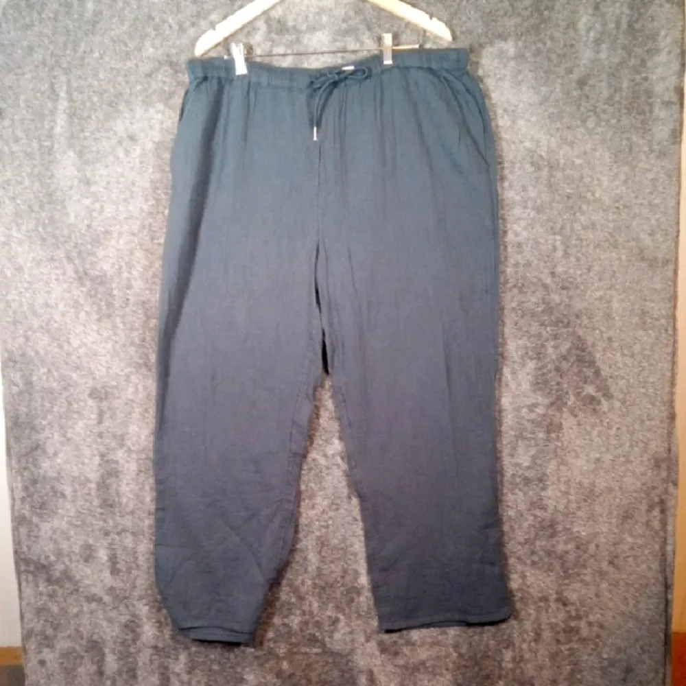 Quince Organic Cotton Gauze Straight Leg Pants Indigo Blue Travel Vacation XL - Image 2