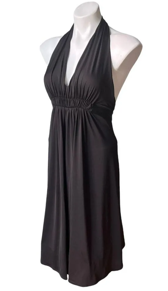 BCBGMaxAzria Black Halter Dress with Silk Tie Ribbon, Sz XS - Image 3