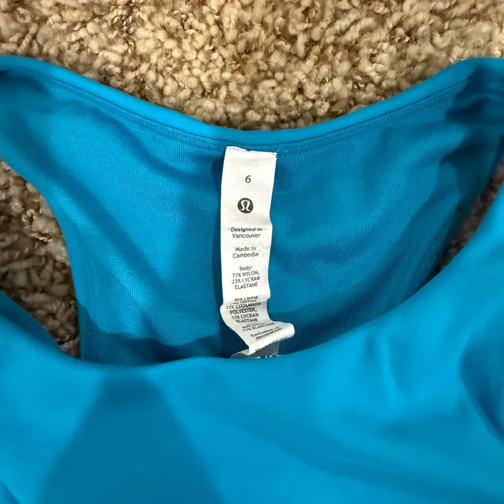 Lululemon Invigorate training tank turquoise tide size 6 - Image 3