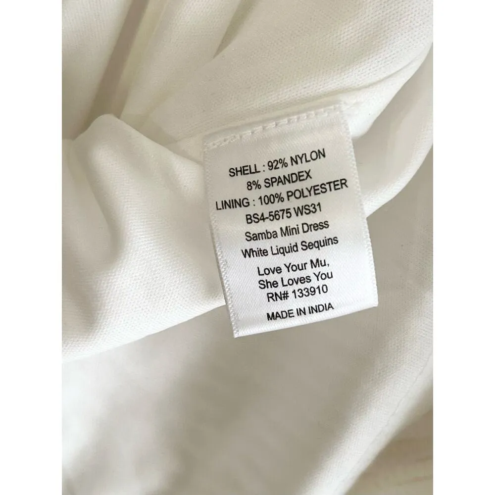 Show Me Your Mumu Samba Mini Dress in White Liquid Sequins M - Image 7