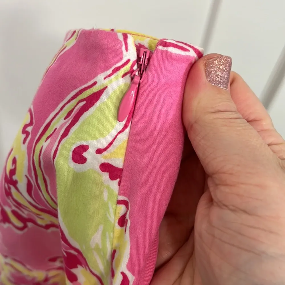 Lily Pulitzer Size 2 Pink and Yellow Floral Scalloped Hem Skirt - Image 7