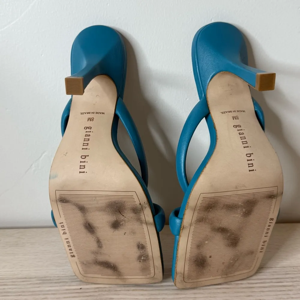 Gianni Bini Bement Leather Tubular Thong Dress Mules size 8 blue - Image 6