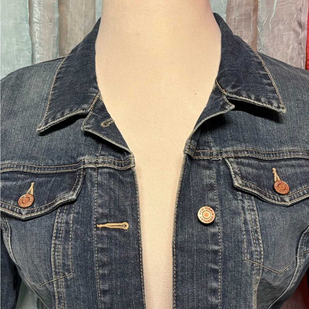 NY&C Denim Jacket with Copper Accents Blue Size 12 - Image 2