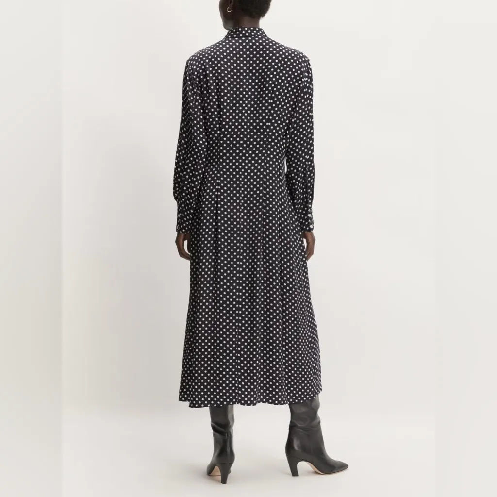 Everlane Polka Dot Hammered Satin‎ Shirt Viscose Maxi Dress Size 4 - Image 3