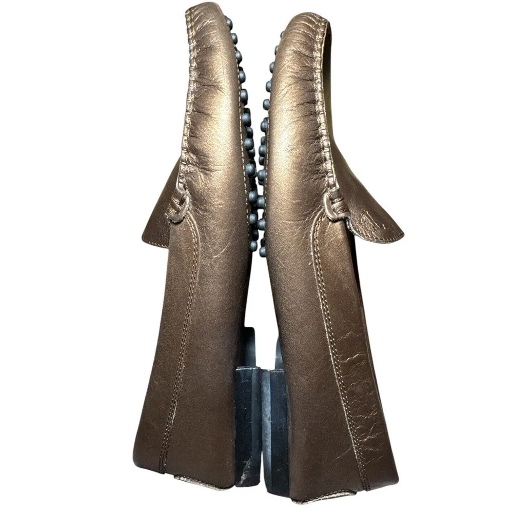 Tod's Women's‎ Mocassins Driving Shoes Bronze Copper Loafer Leather Size 8.5 - Image 9