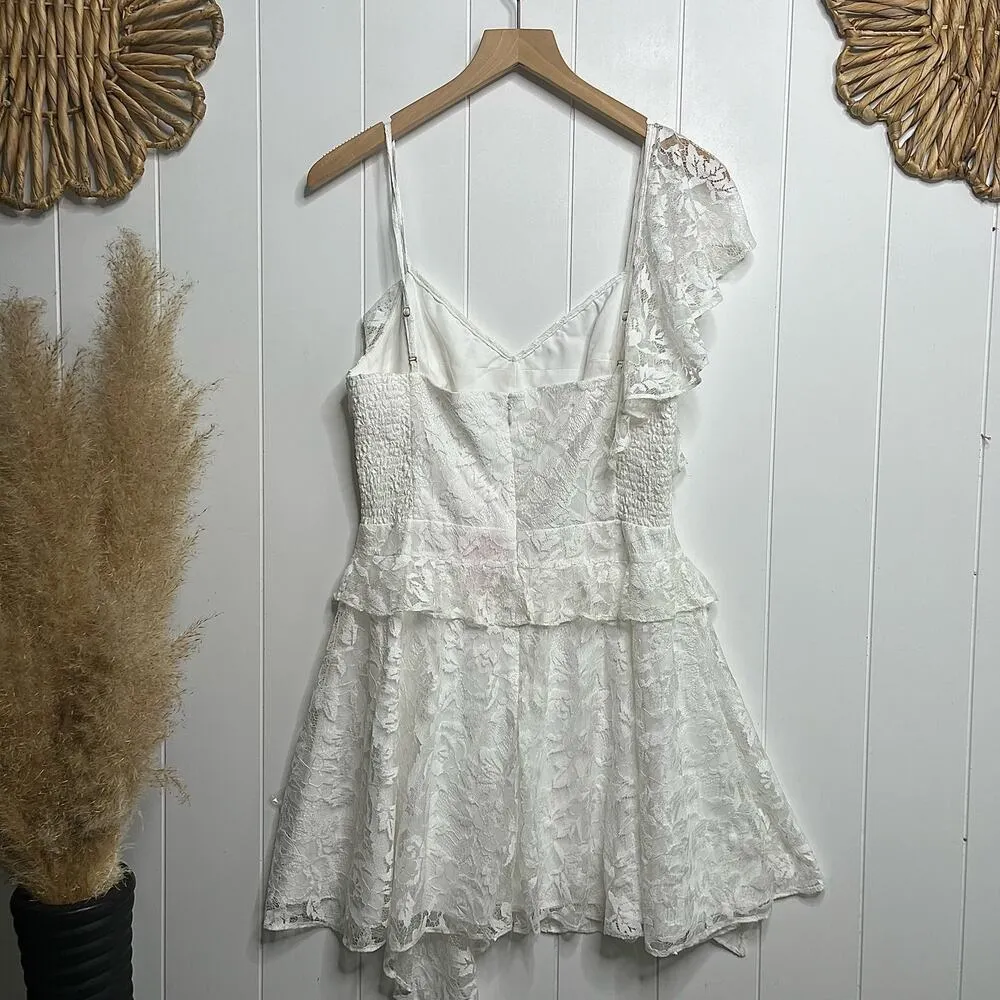 Amanda Uprichard dress mini floral lace ruffled cocktail party - Image 4