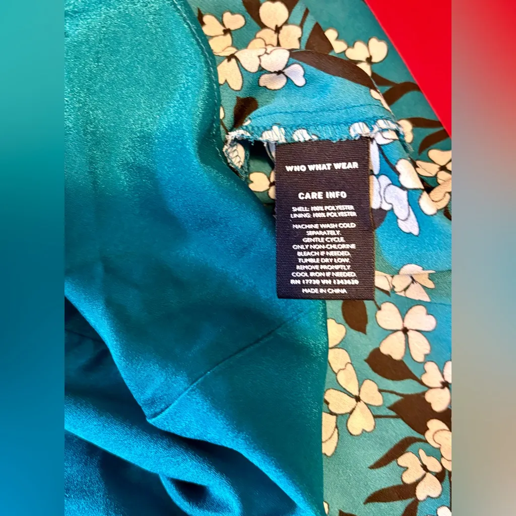 Who What Wear Turquoise/White/Black Floral Long Sleeve Maxi Dress - Image 10