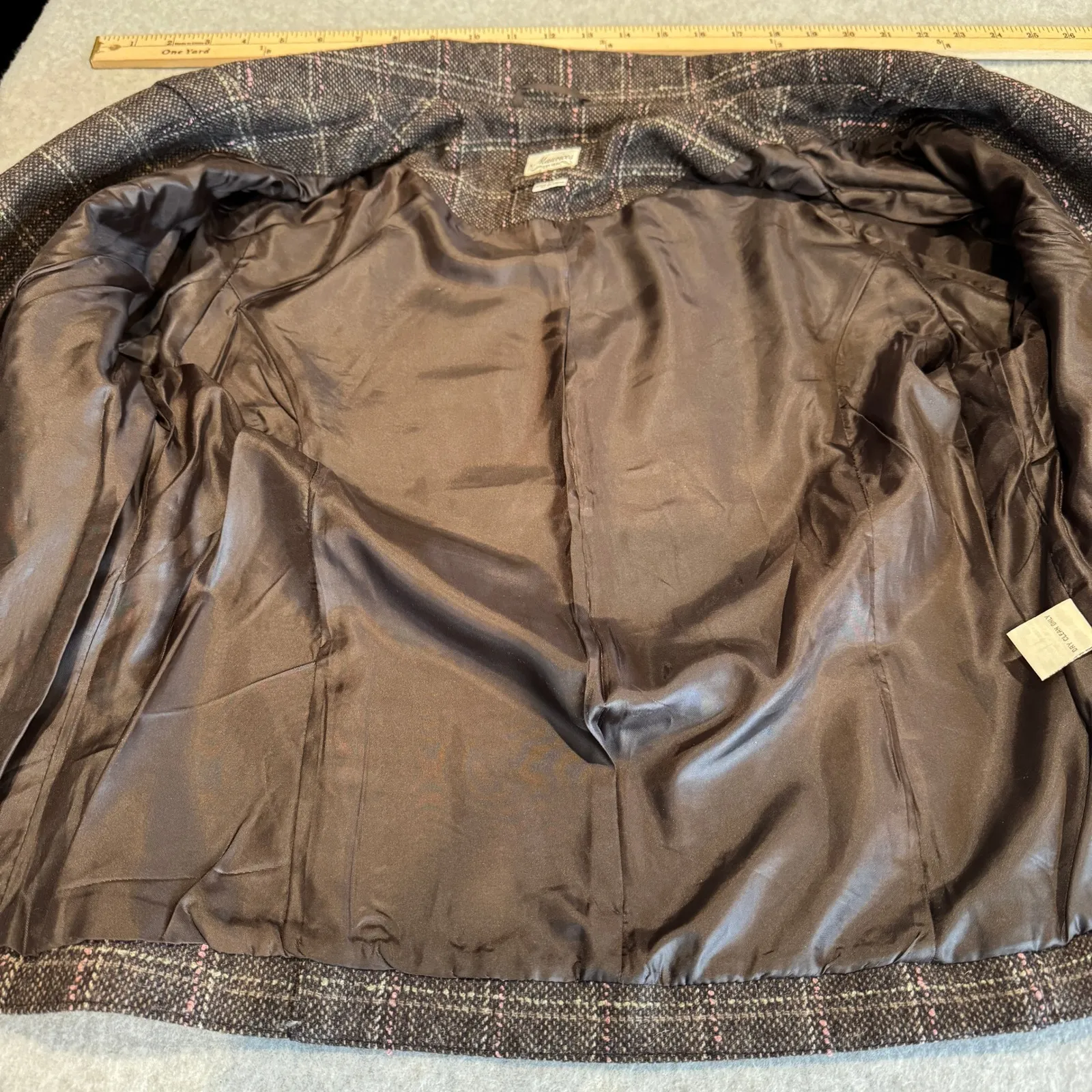 Vintage Y2K Maurices Tweed Preppy Jacket Womens M Brown Plaid Wool Blend Pockets - Image 10