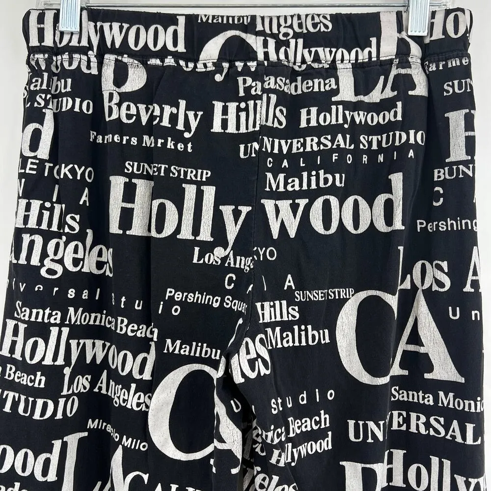 Jay Joshua MEDIUM Black White Hollywood Los Angeles Print Pajama Pants - Image 5
