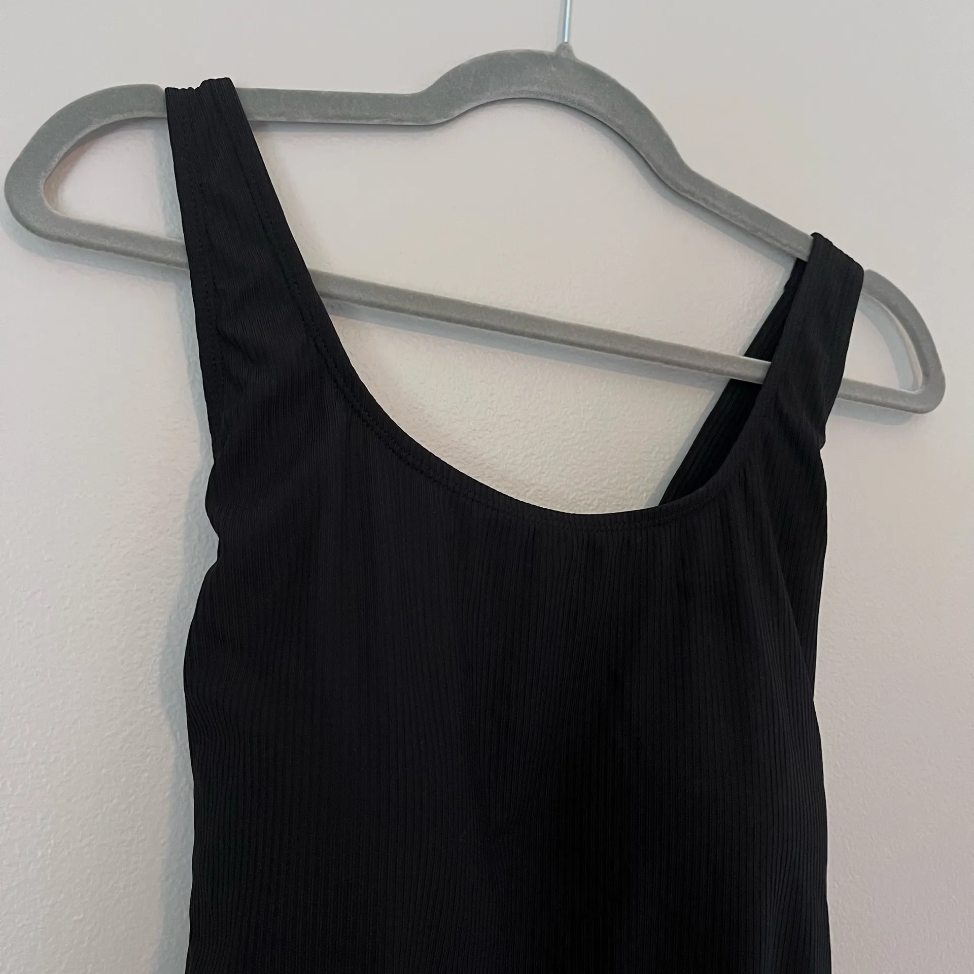 Andie The Ribbed Tulum Scoop Neck One Piece Cross Back Swimsuit Black XXL - Image 4