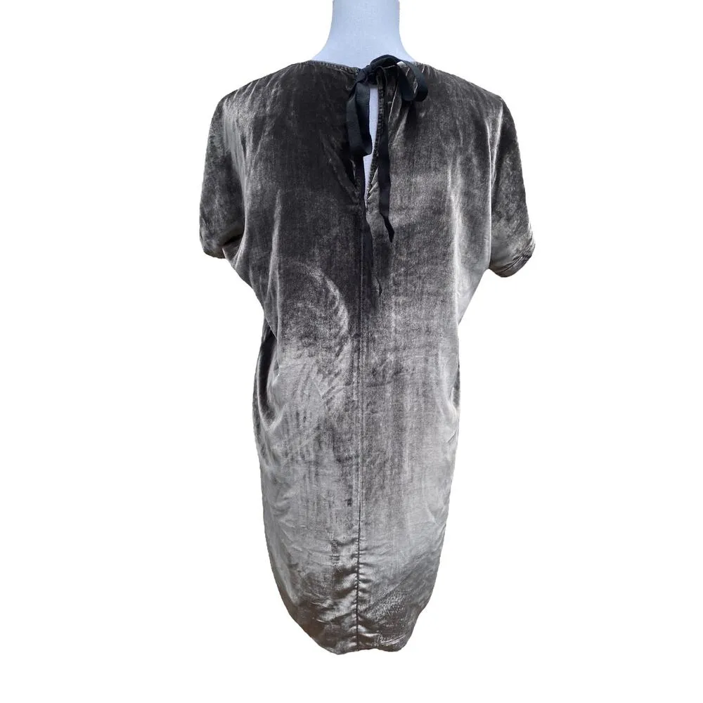 Madewell Velvet Bow Back Tee Dress Short Sleeve Gray Women's Size XXS - Image 7