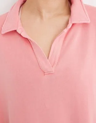 Happy Henley Everyday Polo Oversized Sweatshirt - Image 3