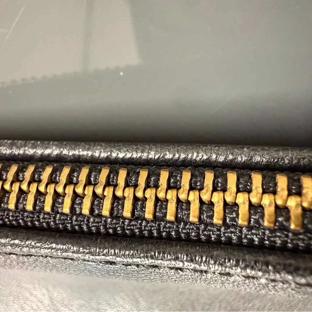 Alice Noon Black Leather Cosmetic Small Zip Bag - Image 6