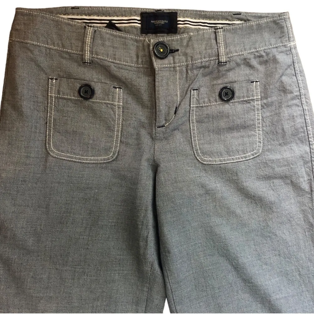 American Eagle Wide Leg Navy Chambray Pants Sz. 8X32 Pockets Live Your Life - Image 3