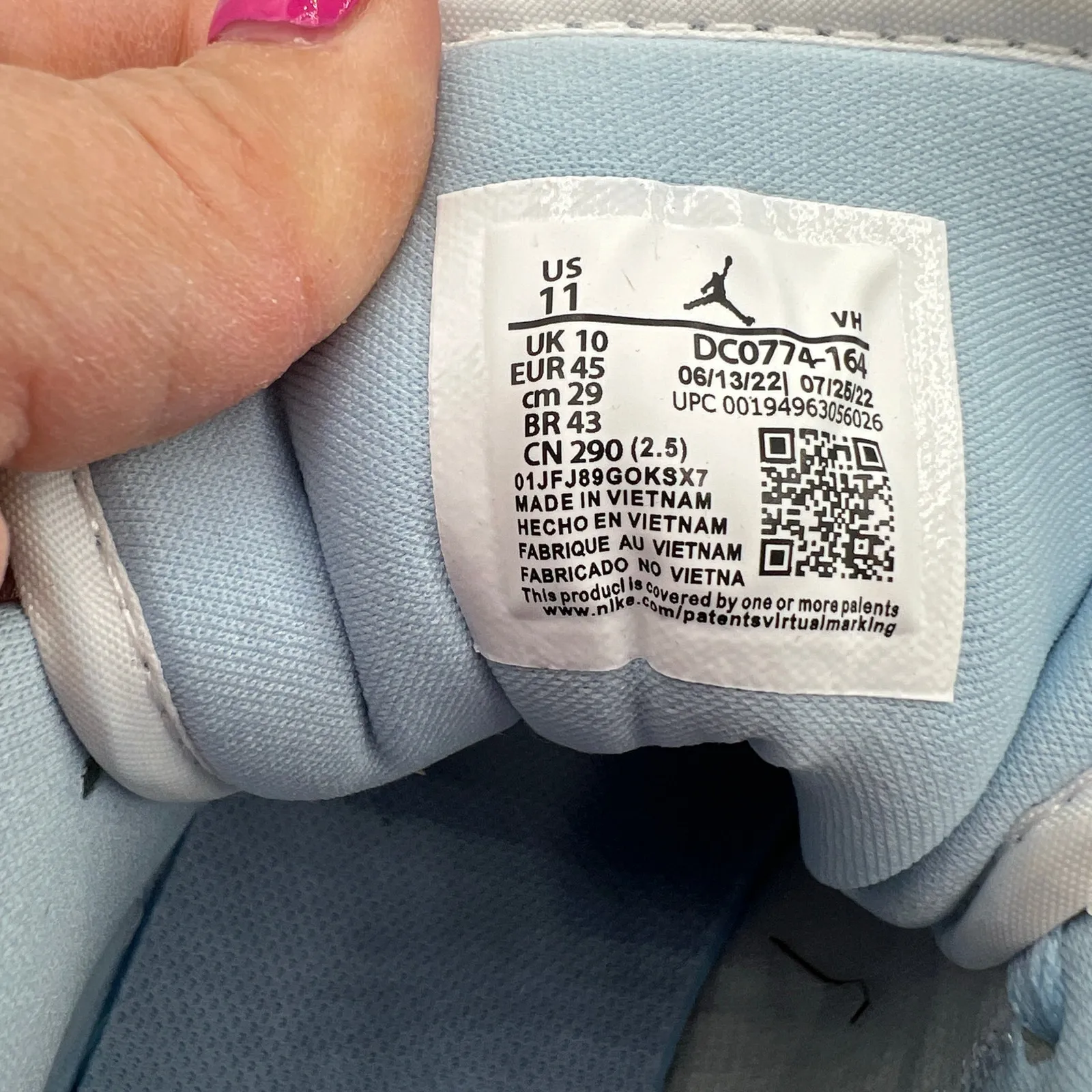 Nike Air Jordan 1 Low Blue Red White Leather Swoosh Womens 11 DC0774-164 Sneaker - Image 2