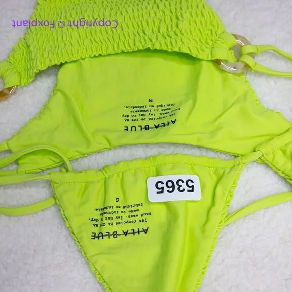 New Set! Free People x Aila Blue lime green bikini, top size S, Bottom size M - Image 10