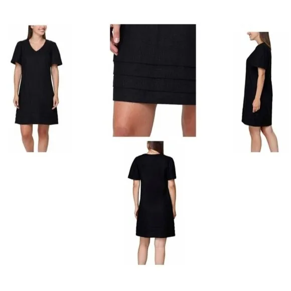 NWT Nicole Miller Linen Blend Black Dress Medium Job Interview Business … - Image 2