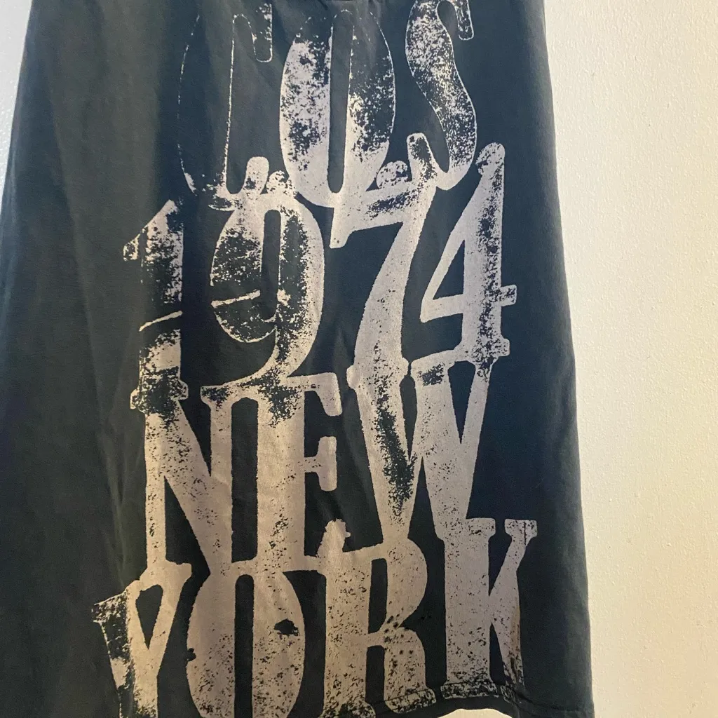 Converse One Star Black Beige Tank Top M Medium COS 1974 New York Distressed - Image 4