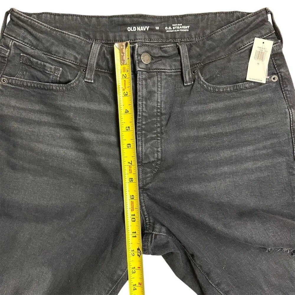 NWT Old Navy Women's High-Waisted O.G. Straight Cut-Off Jeans Size 10 Black - Image 9