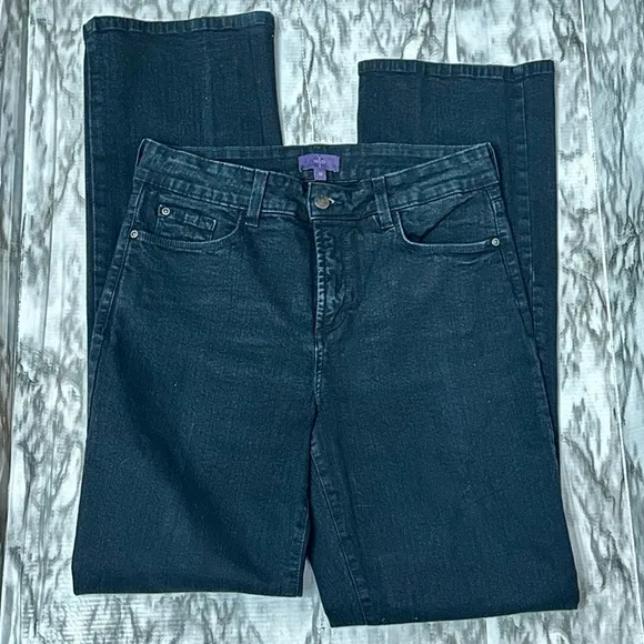 NYDJ Black Straight Leg Jeans Classic Fit Lift Tuck Technology Bling Pockets Fun - Image 1