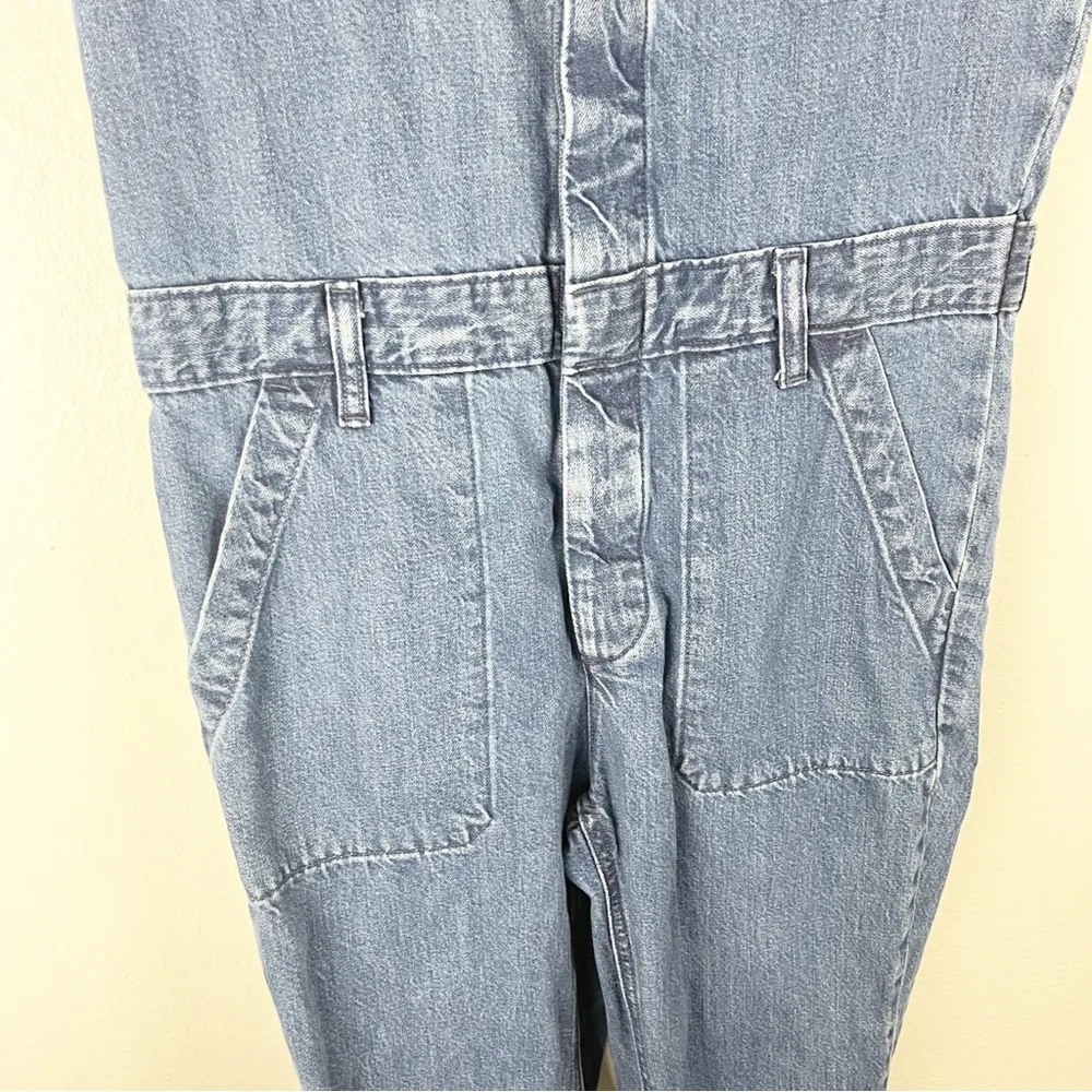 EVERLANE The Super Soft Organic Cotton Blue Jean Denim Coverall Jumpsuit, Size 0 - Image 11