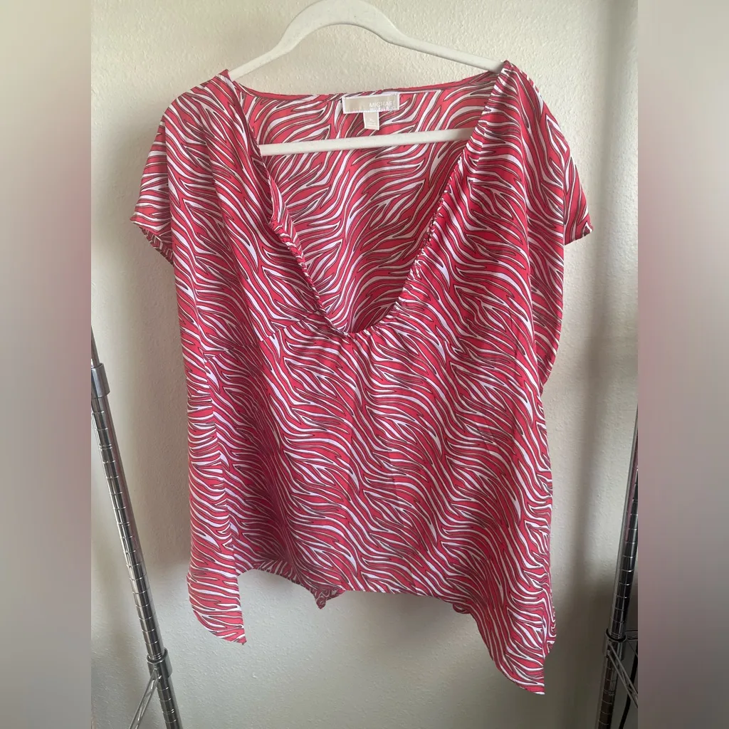 MICHAEL MICHAEL KORS Red Zebra Print Women's Top. - Image 7