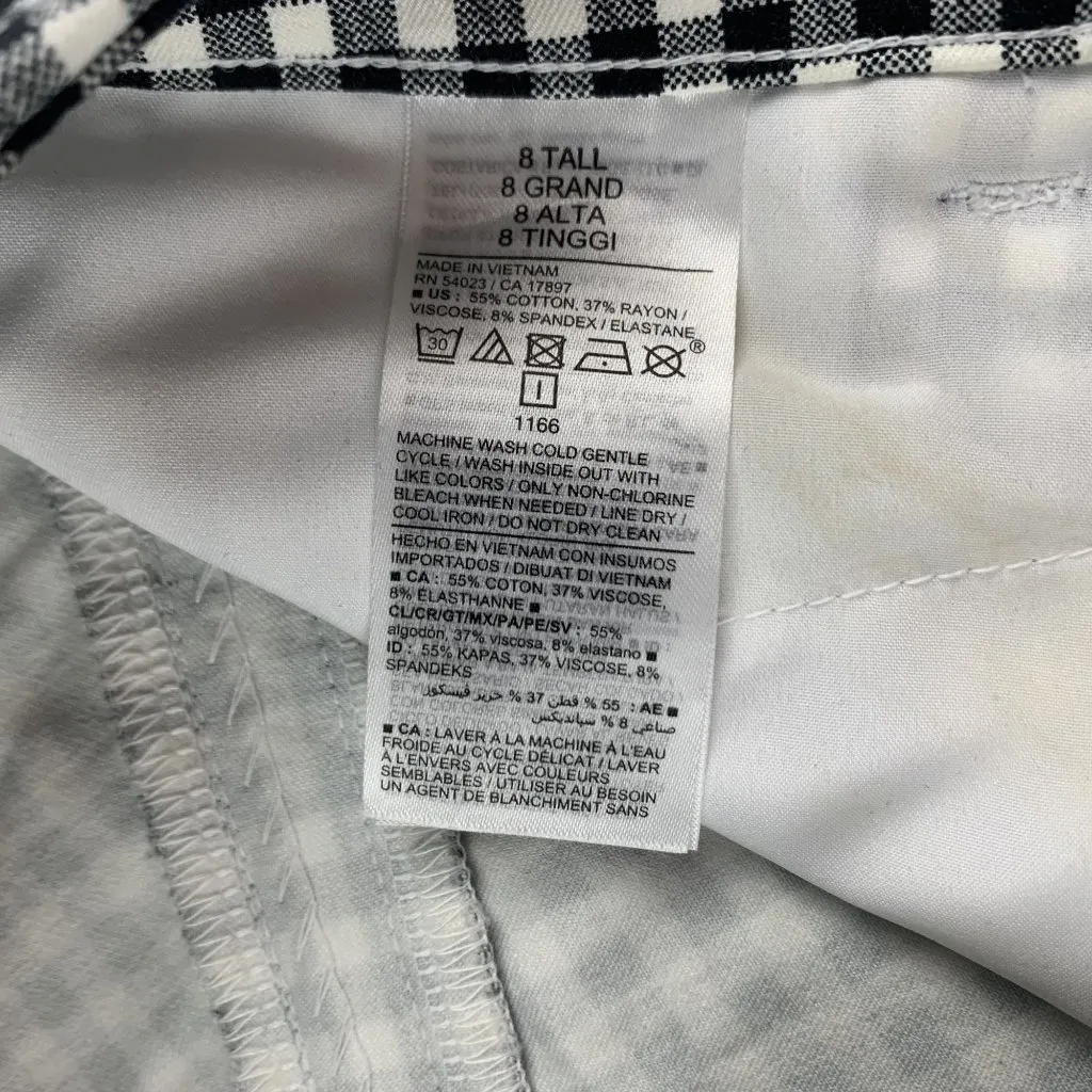 TALL Old Navy Black Gingham Checkered High Rise Pixie Pant 8T - Image 5