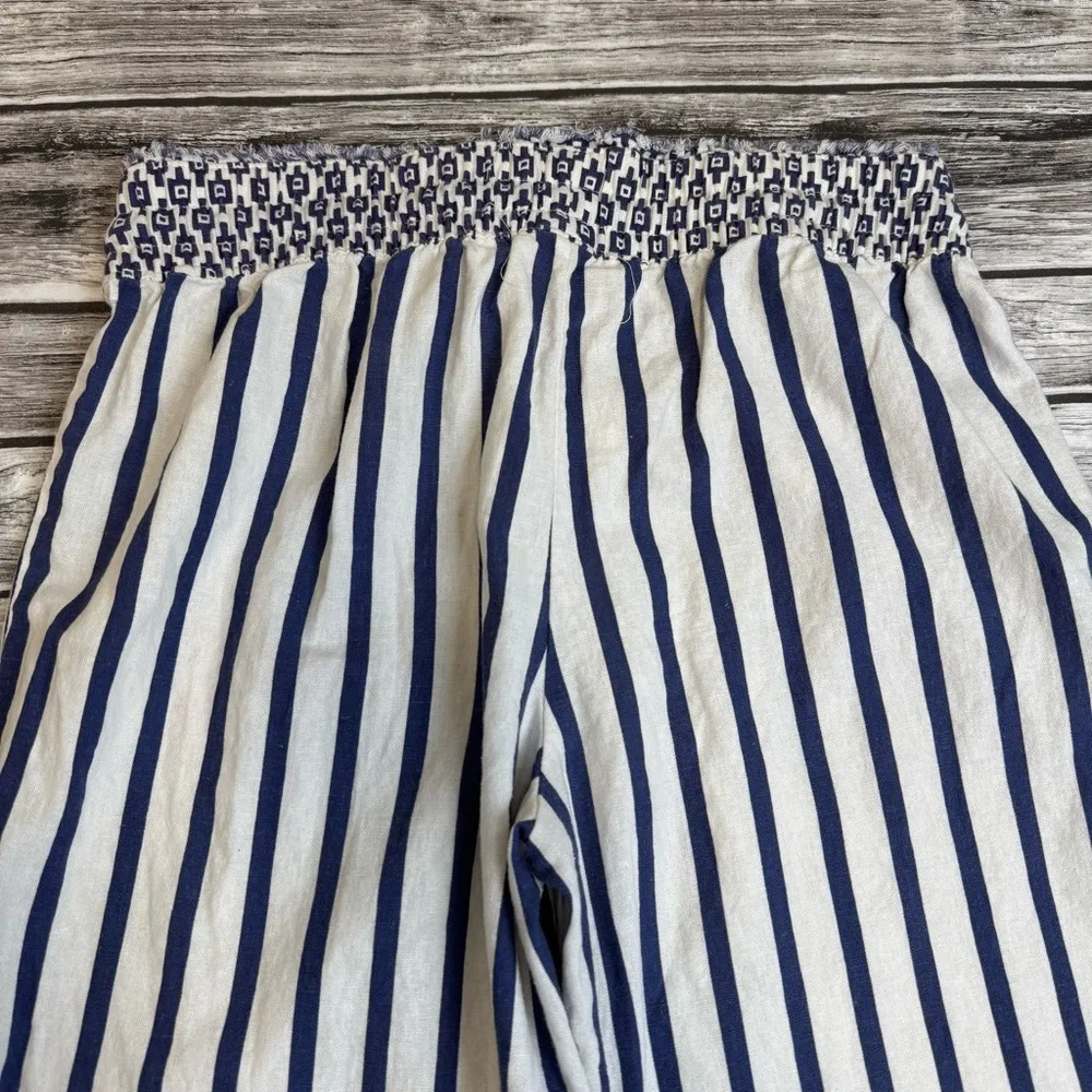 Indigo Rein Women's Wide Leg Crop Beach Pants Stripe White Blue Red M Med Medium - Image 5