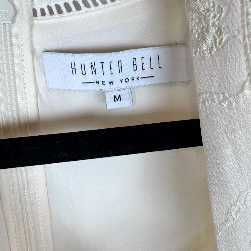 HUNTER BELL Gaille Puff Sleeve Mini Dress in Ivory Floral Jacquard Size Medium - Image 8