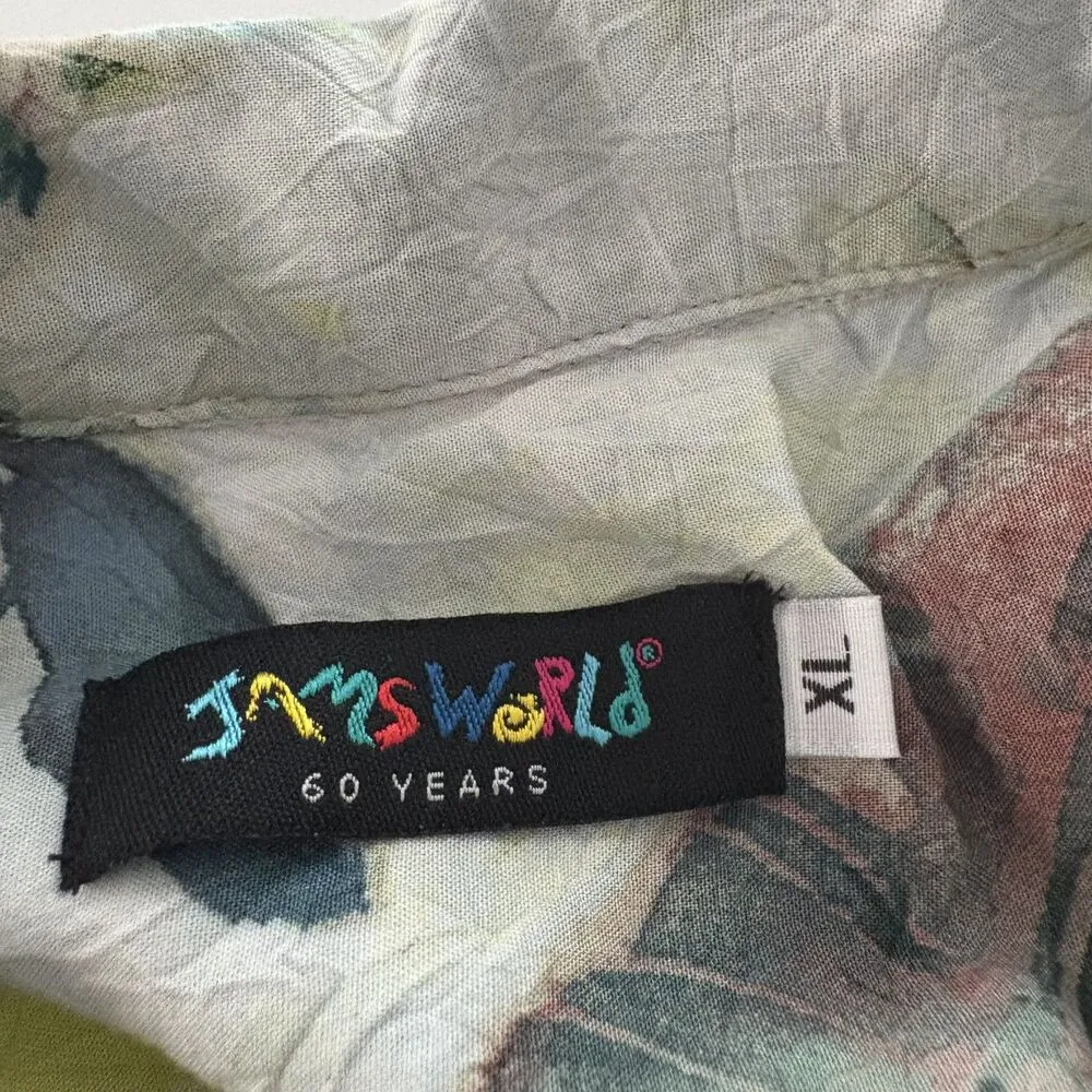 Jams World Shirt XL Green Spring Breeze Tropical Hawaiian Palm Beach Party - Image 5