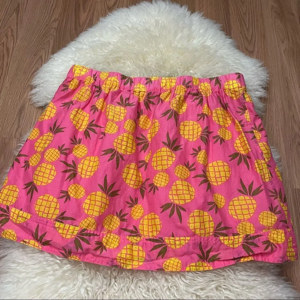 J Crew Factory Cotton Pineapple Print Skirt Pink and Yellow M Size M - Image 2